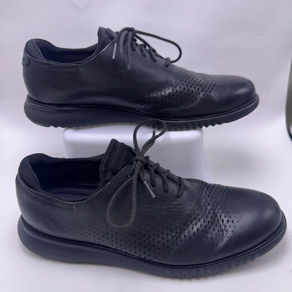Cole Haan Men's 2.ZeroGrand Lined Laser Wingtip Oxford Black C23832 Size 12M